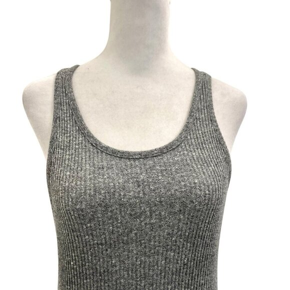 Enza Costa Ribbed Sheath Tank Bodycon Stretch Baseball Dress Gray size Small - Picture 2 of 9